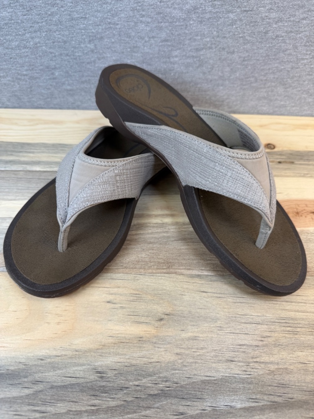 Abeo Leather Flip Flops Thong light Gray Sandals Womens Size 8 Great Condition! - Picture 13 of 15